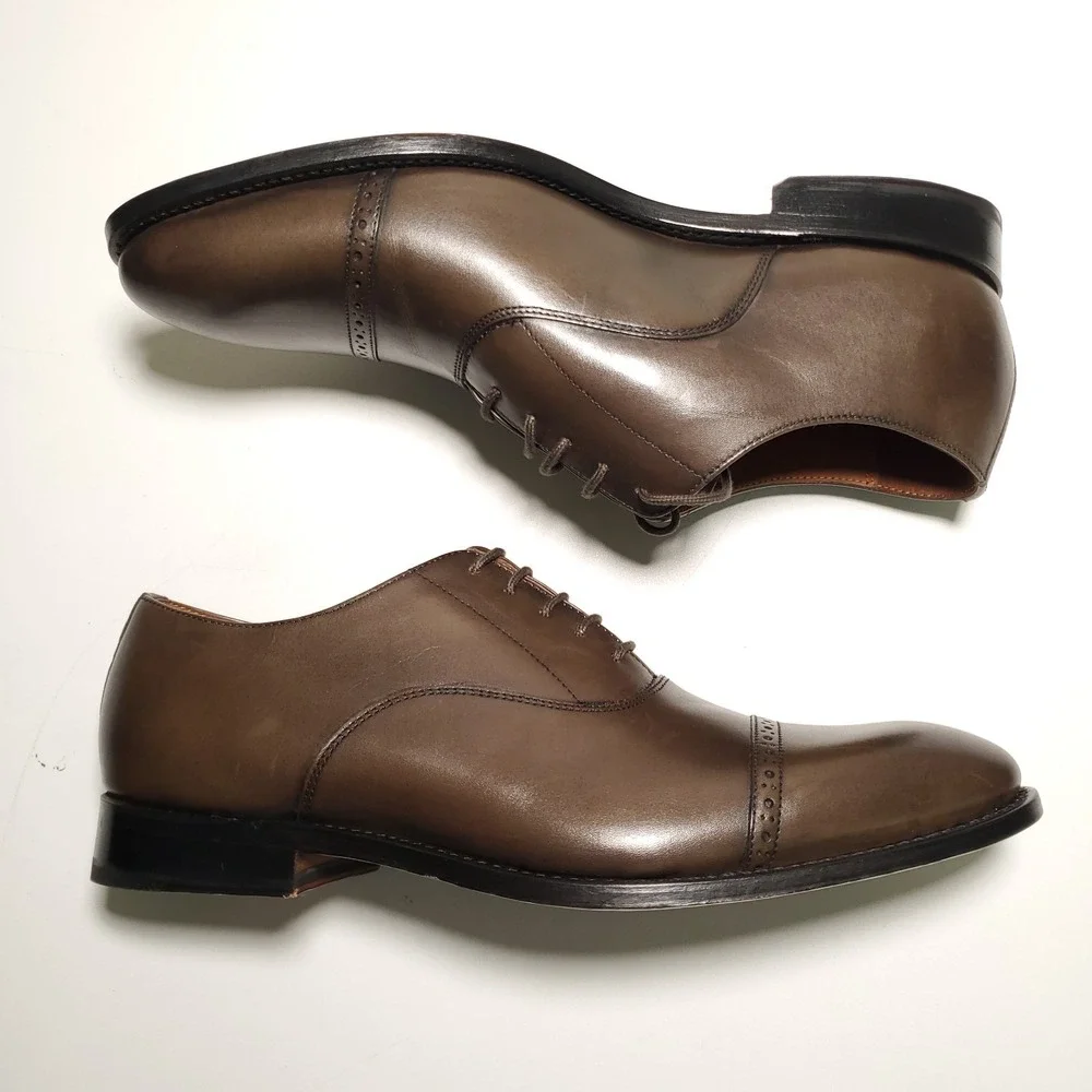 New Allen Edmonds Brady Cap Toe Oxford Mens 12D Olive Green Leather